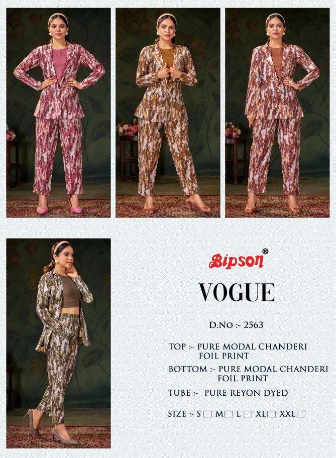 Vogue 2563 By Bipson Modal Foil Printed Cord Set Western Design Wholesale Price In Surat
